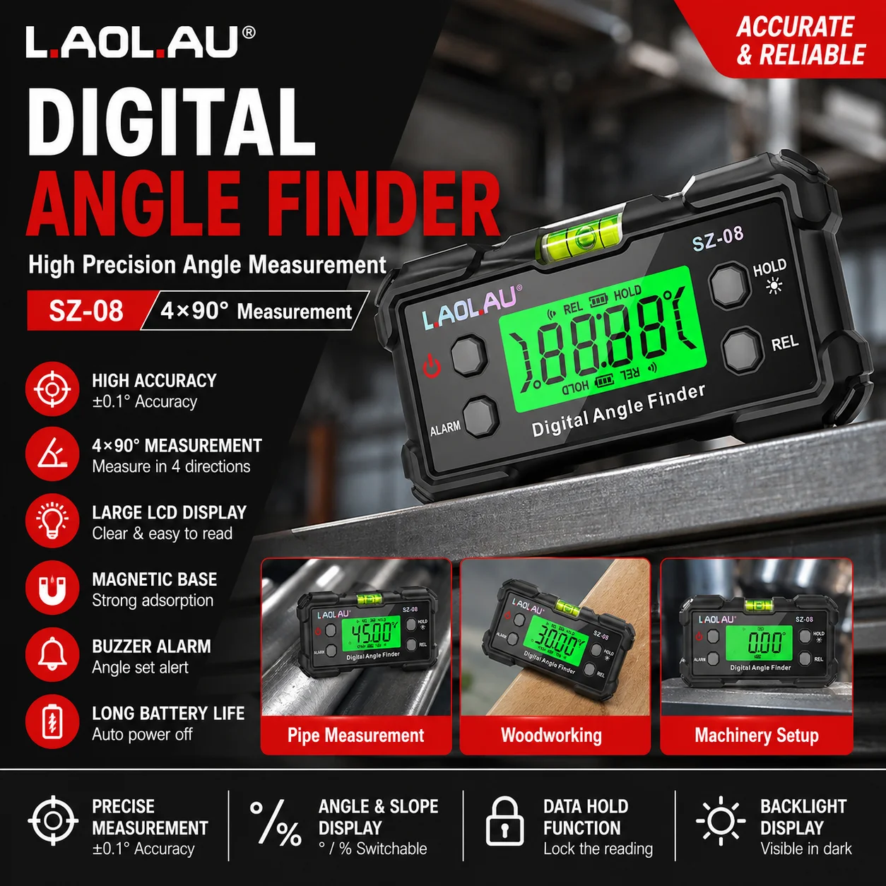 Diy Electronics Tools - Jauge d'angle numérique avec niveau à